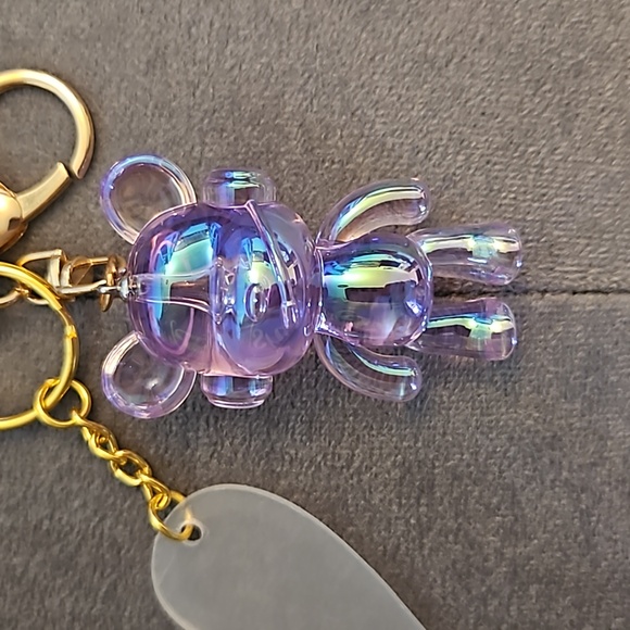 NWOT Trendy Transparent Music Bear Animal Keychain, Bag, Purse Charm. - Picture 2 of 6
